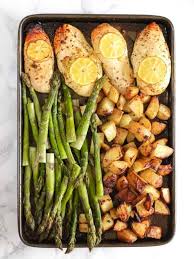 One Pan Lemon Asparagus Chicken Recipe Asparagus Chicken Recipe Asparagus Recipe Healthy Recipes