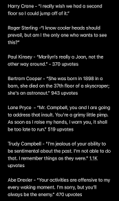 Last one before the finale Roger revote, Marie Calvet. Drop and upvote your  favorite Marie quote : r/madmen