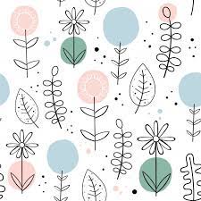 Repeating floral pattern on white background. Vector Seamless Pattern With Flowers Scandinavian Style Premium Vector Floral Pattern Design Floral Pattern Vector Pattern Drawing