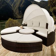 polyrattan sonneninsel o185cm mobilier jardin bain de soleil lit exterieur