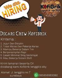 Lowongan kerja pt cj feed and livestock indonesia lulusan sma smk d3 s1 s2 semua jurusan terbaru juli 2021. Lowongan Kerja Crew Kofibrik Tenggilis Atmago
