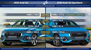 Find 2020 audi q3 interior, exterior and cargo dimensions for the trims and styles available. Audi Q3 Vs Q3 Sportback 2020 Sportback Is A Q3 With Smaller Backpack
