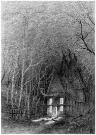 Old House In The Woods Wood Illustration House In The Woods Haunted House Drawing