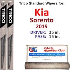 Wiper Blades For 2019 Kia Sorento Driver Passenger Trico Steel Wipers Set Of 2 Bundled With Bonus Microfiber Interior Car Cloth