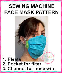 Download Sewing Machine Pattern Face Mask Pleated Pocket Creative Appliques SVG Cut Files