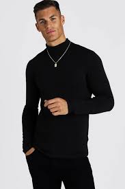 Turtleneck long sleeve top mens. Muscle Fit Long Sleeve Turtleneck T Shirt Boohooman