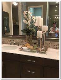 Master bathroom with white countertops ideas for interior design are endless such as this inspiring space. 40 Fantastic Apartment Decorating Bathroom Countertop Ideas Look Elegant Apartmentdecora Bathroom Counter Decor Bathroom Decor Apartment Bathroom Vanity Decor