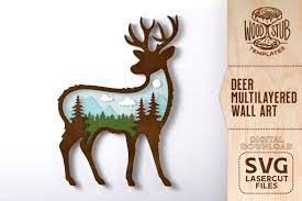 Download 3d Deer Svg Layered Deer Svg Reindeer Svg Deer Wall Art 1313334 Laser Engraving Design Bundles