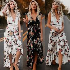 Black And White Summer Dress Beautiful Floral Print Vintage Style Black And White Summer Dress In 2020 Boho Floral Maxi Dress White Dress Summer Summer Dresses For Women