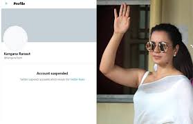 Indian actress kangana ranaut's twitter account has been permanently suspended on tuesday after violating the social media platform's hateful conduct and abusive behaviour policy. B6x0 Prhyyannm