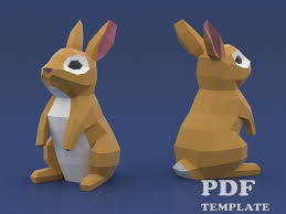 Bunny Papercraft Low Poly Bunny Diy Bunny Paper Bunny Etsy Paper Bunny Paper Animals Low Poly Character