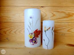 Candles with dried flowers in them. Pressed Flowers On Candles I Try Diy