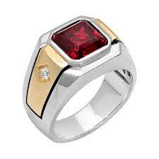 Men S Sterling 14k Gold Over Silver Lab Created Ruby White Sapphire Ring Mens Gold Rings Mens Ruby Ring Men S Rings