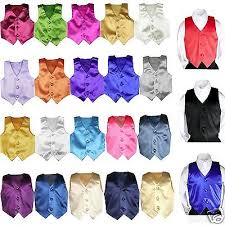 23 Color Satin Vest Only Boys Teens Men Formal Party Graduation Tuxedo Suit S 7