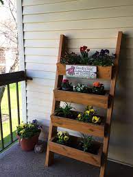 Diy Plant Ladder Perfect For Small Patio Spaces Condo Balcony Porch Decor Plant Stand Holds A Variety Of P Small Patio Decor Small Patio Small Patio Spaces