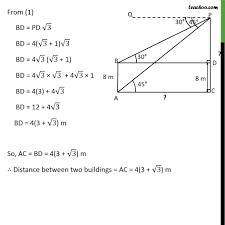 Trig applications geometry chapter 8 packet key : Example 6 The Angles Of Depression Of Top And Bottom Examples