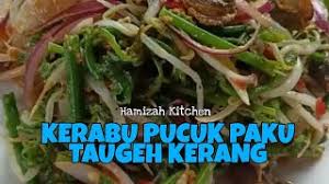 Kerabu pucuk paku kedah agak berbeza dengan negeri lain kerana ada bahan istimewa yang ditambah ia itu beras goreng. Resepi Kerabu Pucuk Paku Taugeh Dan Kerang Sedap Mudah Dan Simple Youtube