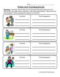 Rules Consequences Worksheet Sight Words Kindergarten Activities Study Skills Worksheets Kindergarten Behavior