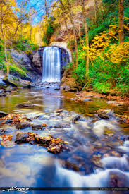 It's one of the few waterfalls that you can walk behind. Looking Glass Falls Brevard North Carolina Fall Colors Royal Stock Photo