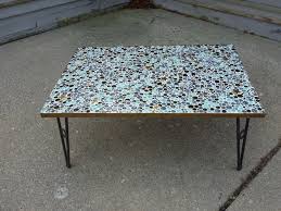 Vintage Mid Century Mosaic Tile Table Blues Gold Stars Hairpin Legs Needs Tlc Midcenturymodern Mosaic Tile Table Tile Tables Table