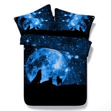 6 Parts Per Set Bed Sheet Set Wolf Pack And Blue Moon Hd Digital Print 3d Bedding Set Blue Bedding Sets Twin Bed Linen King Size Bed Covers