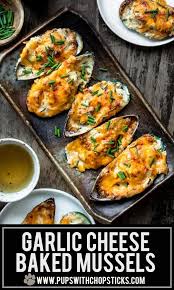 Garlic Cheese Baked Mussels Recipe Mussels Recipe Baked Mussels Easy Mussels Recipe