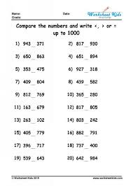 comparing numbers worksheets from 1 to 1000 free printable pdf
