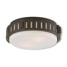 Brayden Studio Kuhl 2 Light Unique Statement Drum Flush Mount Flush Mount Lighting Livex Lighting Bronze