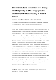 Shipping papers also must list an emergency response telephone number. Pdf Environmental And Economic Issues Arising From The Pooling Of Smes Supply Chains Case Study Of The Food Industry In Western France
