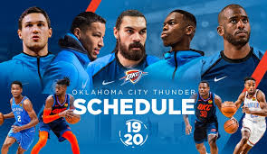 The oklahoma city thunder are an american professional basketball team based in oklahoma city.the thunder compete in the national basketball association (nba) as a member of the league's western conference northwest division. Thunder Announces 2019 20 Schedule Oklahoma City Thunder