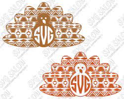Download Thanksgiving Aztec Turkey Circle Monogram Custom Diy Cutting File Set In Svg Eps Dxf Jpeg And Png Format