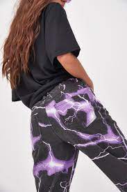 Purple Lightning Print Boyfriend Jeans Jaded London Diy Clothes And Shoes Painted Clothes Fashion