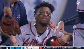Acuña tried to walk off but dropped back to the ground in shallow right field. Cmeqep Nbslskm