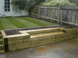 | garden bench seating, sleepers in garden, railway sleepers garden. Outdoor Pallet Ideas Upcycle Art Garden Seating Backyard Landscaping Sloped Garden