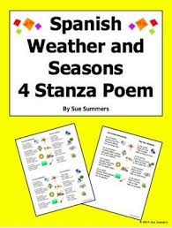 I shall be telling this with a sigh (line 16). Spanish Weather And Seasons 4 Stanza Bilingual Poem Las Cuatro Estaciones By Sue Summers Includes Season Weather Words Spanish Weather Learn A New Language