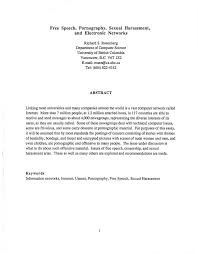 Free Speech, Pornography, Sexual Harassment, and Electronic Networks