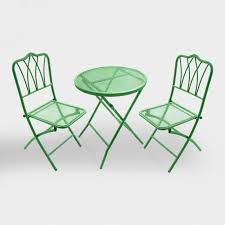 Green Metal 3 Piece Outdoor Bistro Set Outdoor Bistro Set Outdoor Patio Set Outdoor Patio Furniture Sets