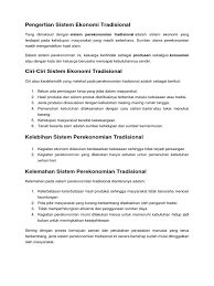 Langkah untuk dapat meningkatkan kegiatan ekonomi tradisional antara lain : Pengertian Sistem Ekonomi Tradisional