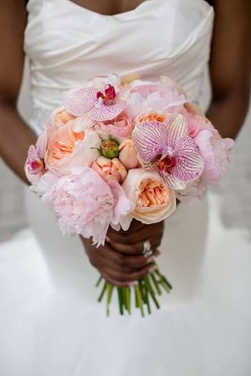 Pink Peony, Garden Rose and Orchid Bouquet