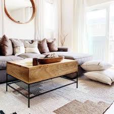 Industrial Storage Pop Up Coffee Table In 2020 Coffee Table Coffee Table Rug West Elm Living Room