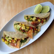 Stir mango, avocado, tomato, red onion, red pepper, parsley, canola oil, brown sugar, lime juice, cider vinegar, hot pepper sauce, salt, and ground black pepper together in a bowl. Baked Fish Tacos With Mango Salsa And Cilantro Lime Vinaigrette Broke And Cooking