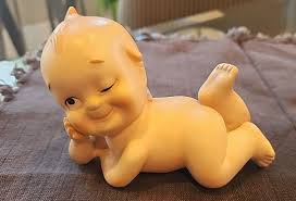 Vintage Mid-Century Set of 3 ~ Kewpie Blue Wing Doll Baby Figurines ~ KW228