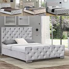 Made of manufactured wood and upholstered in velour fabric. Vida Designs Arabella King Size Bed 5ft Bed Frame Upholstered Fabric Headboard Bedroom Furniture Crushed Velvet Champagne Amazon Co Uk Kitchen Home