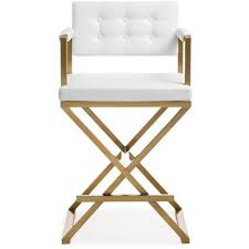 Bicycle pedal leather saddle stool & back breakfast bar kitchen man cave retro. Gold Metal White Faux Leather Directors Counter Or Bar Stool Gold Bar Stools Steel Bar Stools Bar Stools