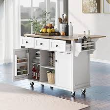 Kitchen Cart With Drop Leaf Rubber Wood
