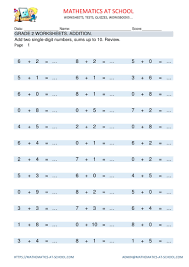 Grade 2 Maths Worksheets Addition Add Two Single Digit Numbers Sums Up To 10 Review Worksheet 2nd Grade Worksheets 2nd Grade Math Worksheets 3rd Grade Math