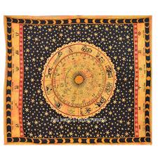 Large Yellow Zodiac Tapestry Queen Horoscope Astrology Wall Hanging Bedspread Royalfurnish Com Wall Tapestry Boho Tapestry Wall Hanging Tapestry