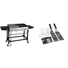 Camplux propane gas griddle, gas grill and griddle combo, 22,000 btu outdoor griddle 2 burner flat top with 20 lb connector, black windproof lid and movable wheels for home camping cooking picnicking. Customer Favorite Royal Gourmet Gd401 Portable Propane Gas Grill And Griddle Combo With Side Table 4 Burner Folding Legs Versatile Outdoor Black Blackstone 1542 Griddle Accessory Tool Kit Multicolor Accuweather Shop