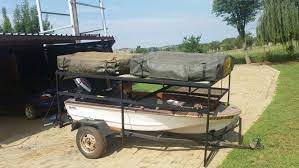 Here Is An Interesting Boating Tent Topped Camping Trailer Setup Could Setup Something Similar Using No Weld Trail Camping Trailer Tent Trailer Boat Trailer