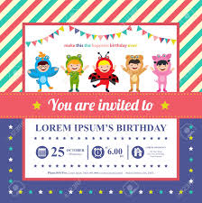 Playing card costume ideas create a sandwich board: Birthday Card Invitation With Kids In Animal Costume Royalty Free Cliparts Vectors And Stock Illustration Image 97684015